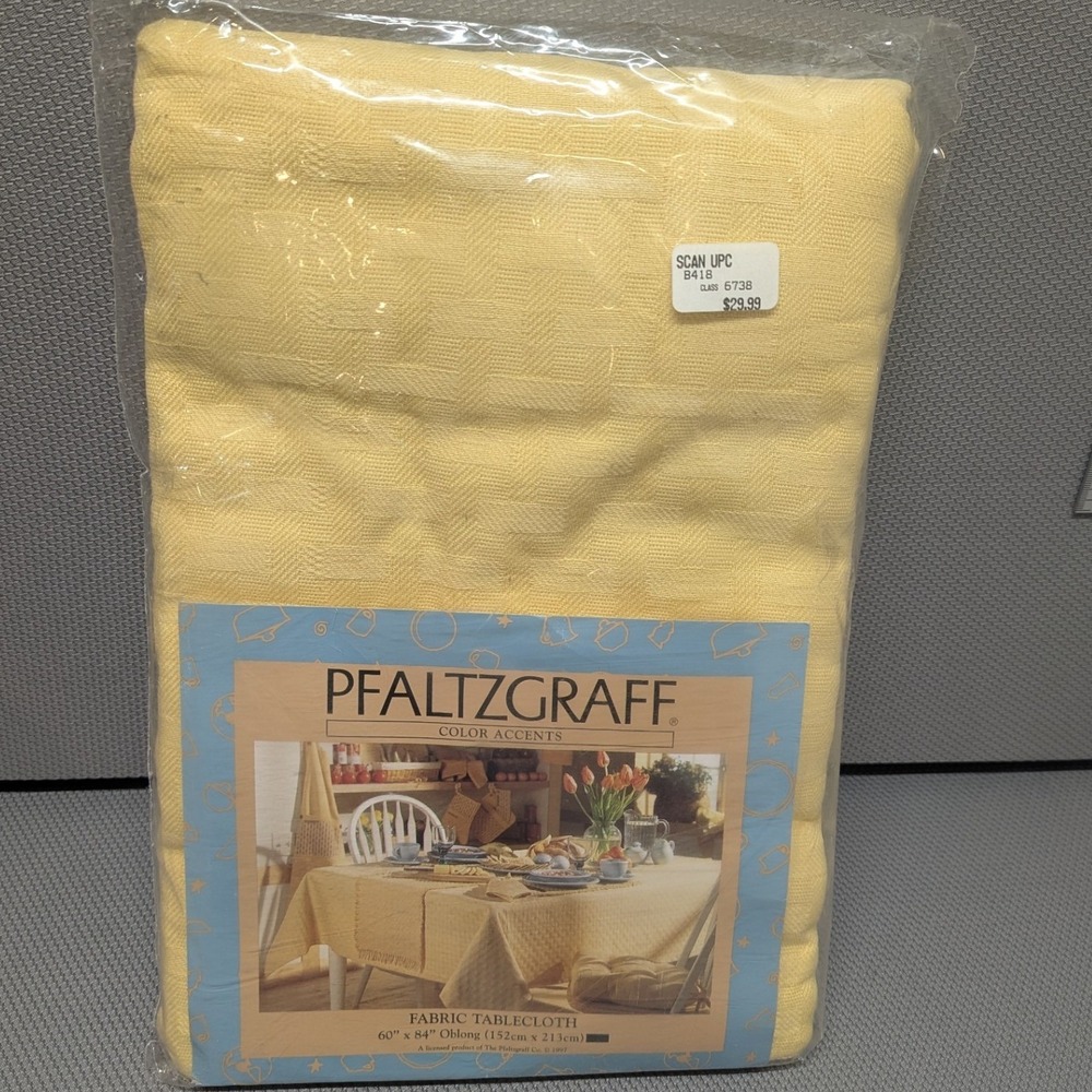 New Pfaltzgraff Color Accents Tablecloth 60x84 Oblong Gold Buttercup 100% Cotton
